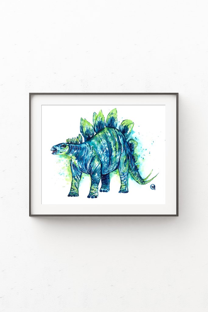 Watercolour Stegosaurus card
