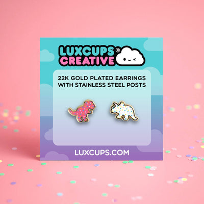 Dino Cookie Style 2 Earrings - 22k Gold | Stainless Posts