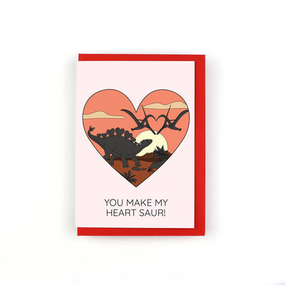 You Make My Heart Saur Dinosaur Greeting Card