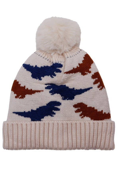 Dinosaur Faux Fur Lined Beanie