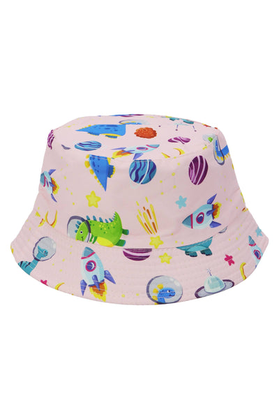 Kids Outer Space Dino Reversible Bucket Hat