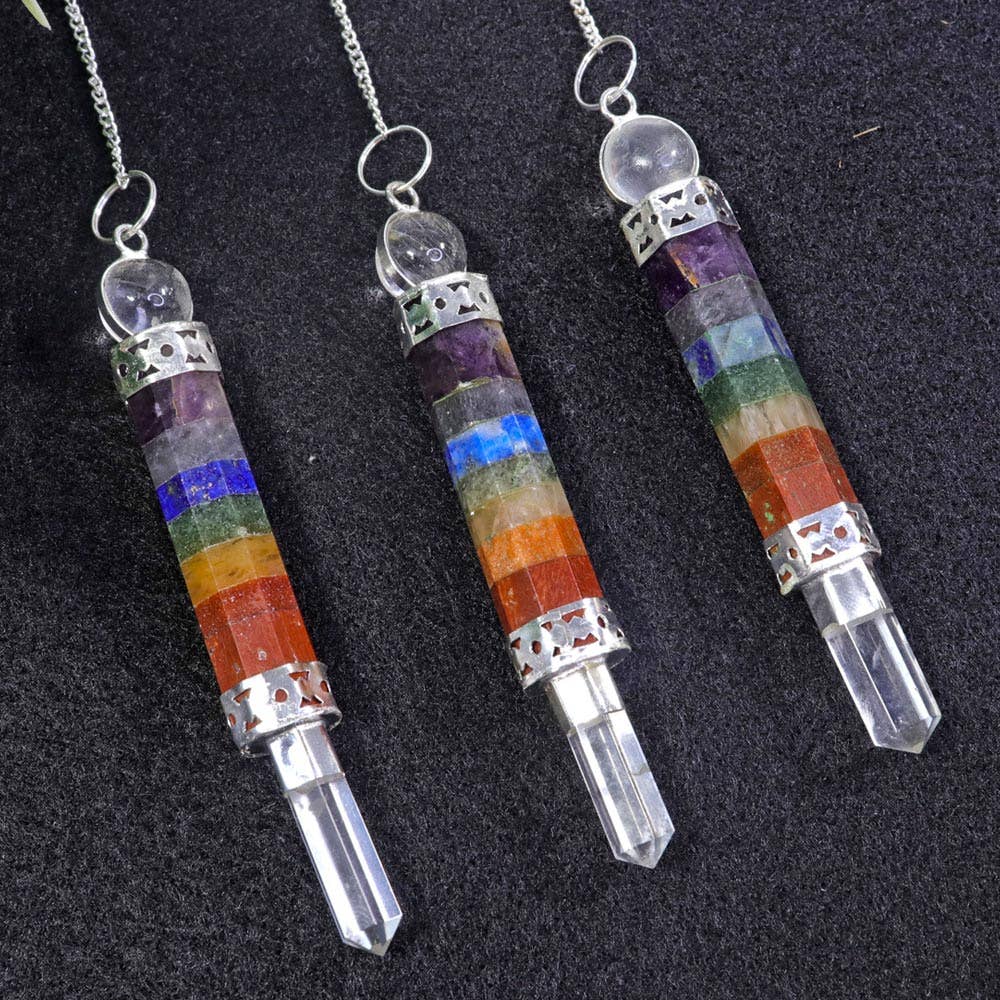Chakra Bonded Pendulum with Clear Quartz Point