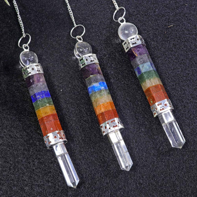 Chakra Bonded Pendulum with Clear Quartz Point