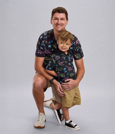 Neon Dino Toddler Golf Polo