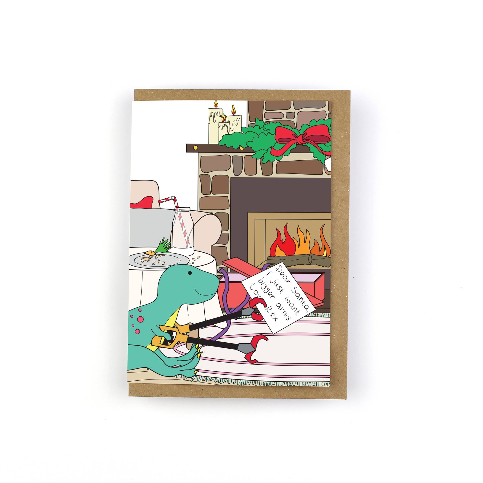 Christmas Morning Dinosaur Greeting Card