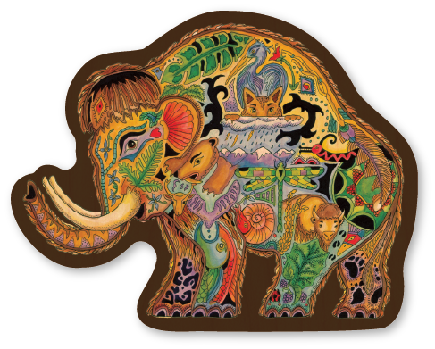 Mini Wood Sticker - Earth Art Mammoth