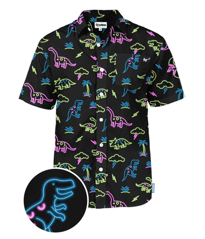 Neon Dino Hawaiian Shirt
