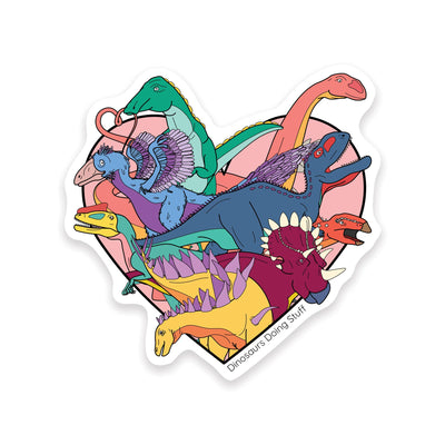 Heart Dinosaur Vinyl Sticker - Dinosaurs