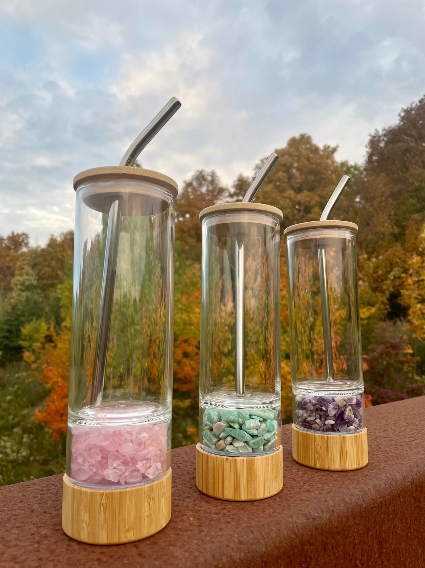 Water Bottle Tumbler with Crystals and Gemstones