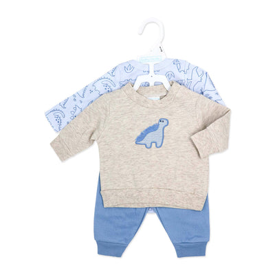 Boys 3 Piece Fleece Jogger Set: Dinosaur