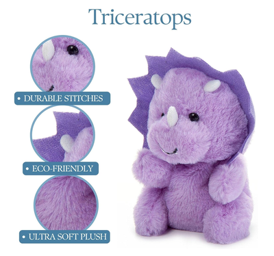 6" Purple Triceratops Plush