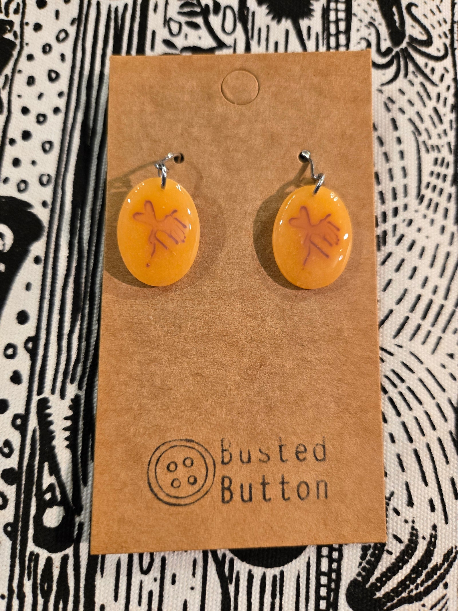 amber flies earrings
