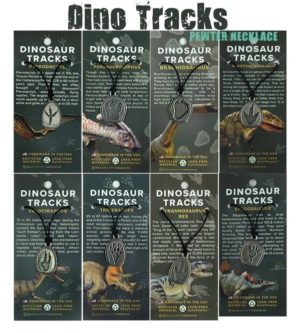 Dino Track Pewter Necklace