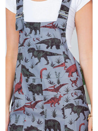 Adult Dinosaur Print Overalls