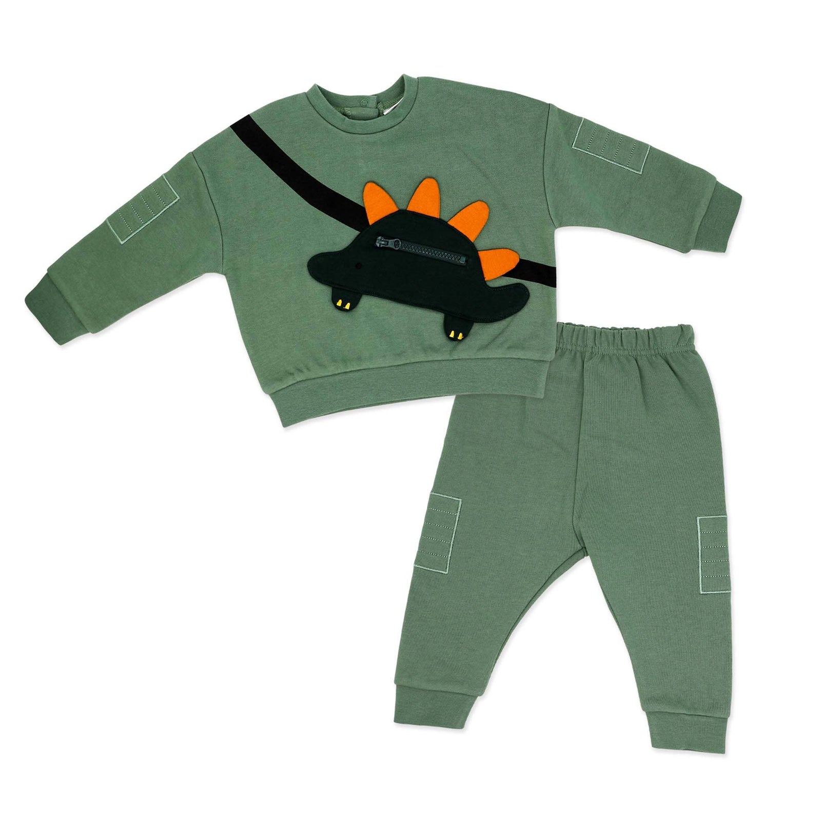 2 piece green dinosaur sweater set