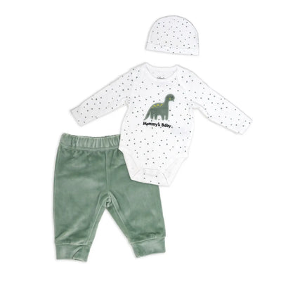 3 piece green dinosaur plush set