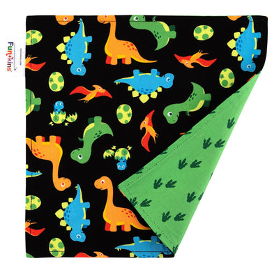 Set of Two Reusable Cloth Napkins - Black Dinos