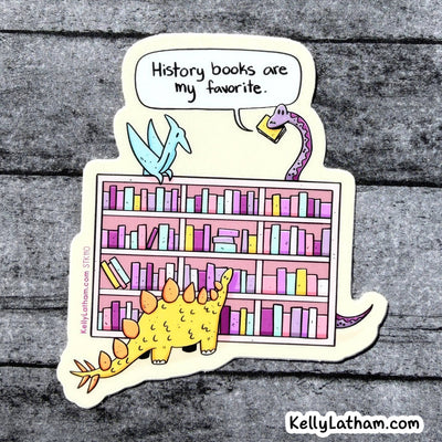 History Books Dinosaur Vinyl Sticker Bookstore Gift Reader