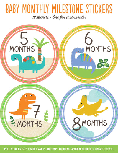 Baby Monthly Milestone Stickers - Dinosaurs