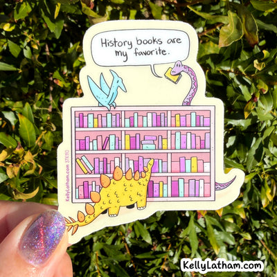 History Books Dinosaur Vinyl Sticker Bookstore Gift Reader