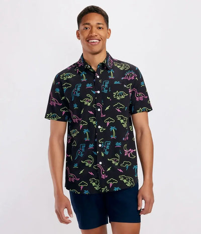 Neon Dino Hawaiian Shirt
