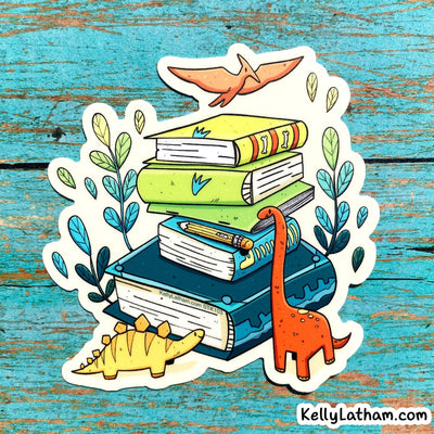 Dinosaur Book Stack Vinyl Sticker