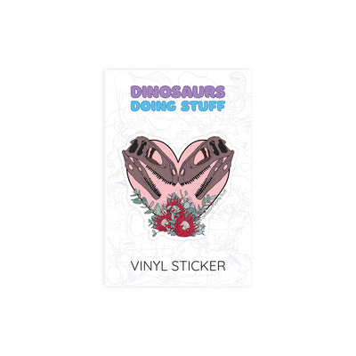 Heart Dinosaur Vinyl Sticker - Skulls