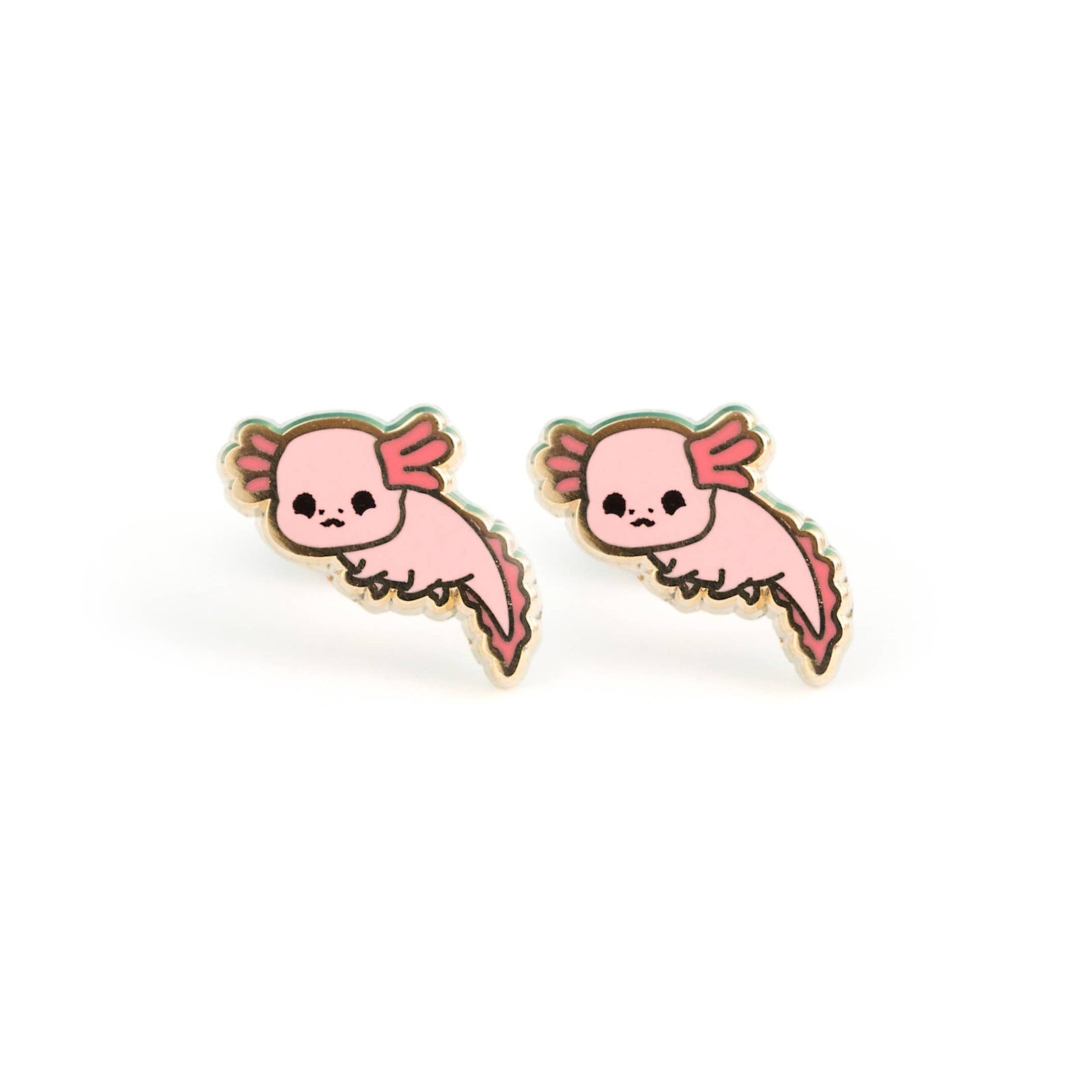 Axolotl Earrings - 22k Gold | Stainless Posts | Enamel Studs