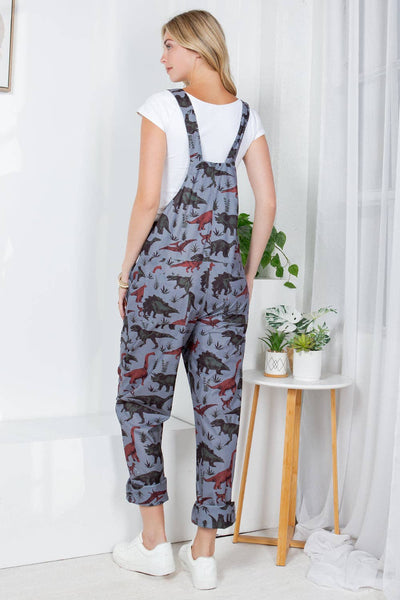 Adult Dinosaur Print Overalls