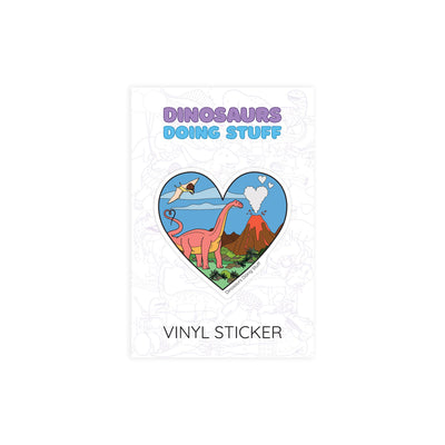 Heart Dinosaur Vinyl Sticker - Lava