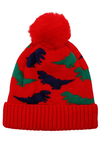 Dinosaur Faux Fur Lined Beanie