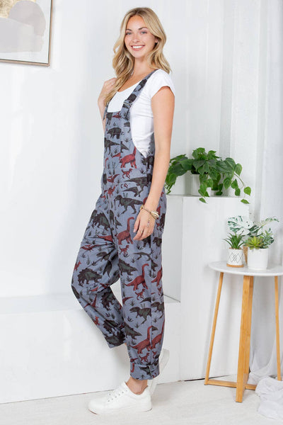 Adult Dinosaur Print Overalls