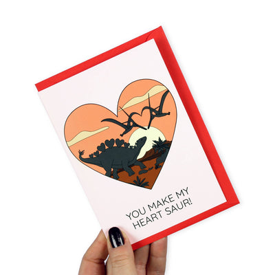 You Make My Heart Saur Dinosaur Greeting Card