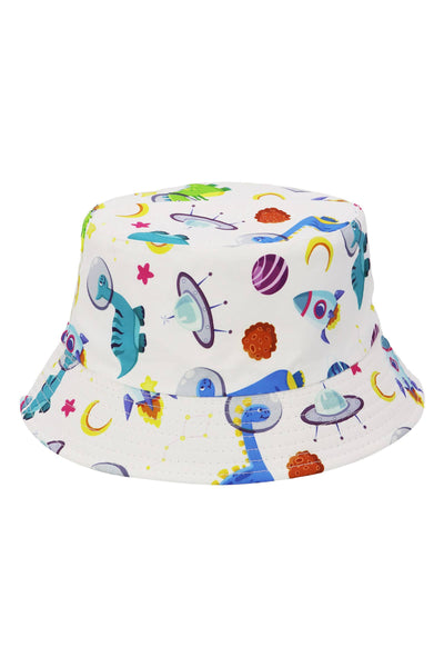 Kids Outer Space Dino Reversible Bucket Hat