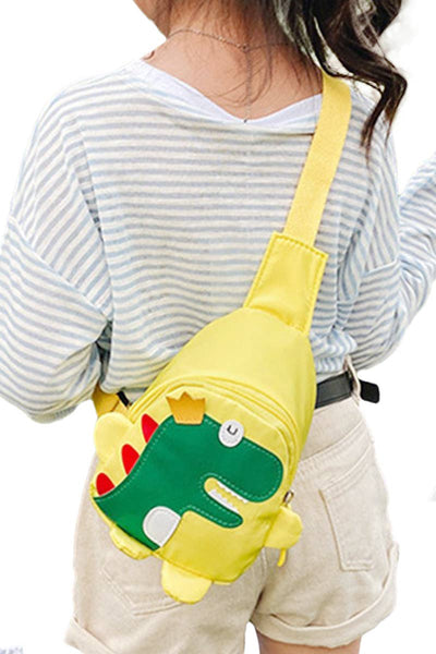Kids Dinosaur Patch Polyester Shoulder Sling Bag