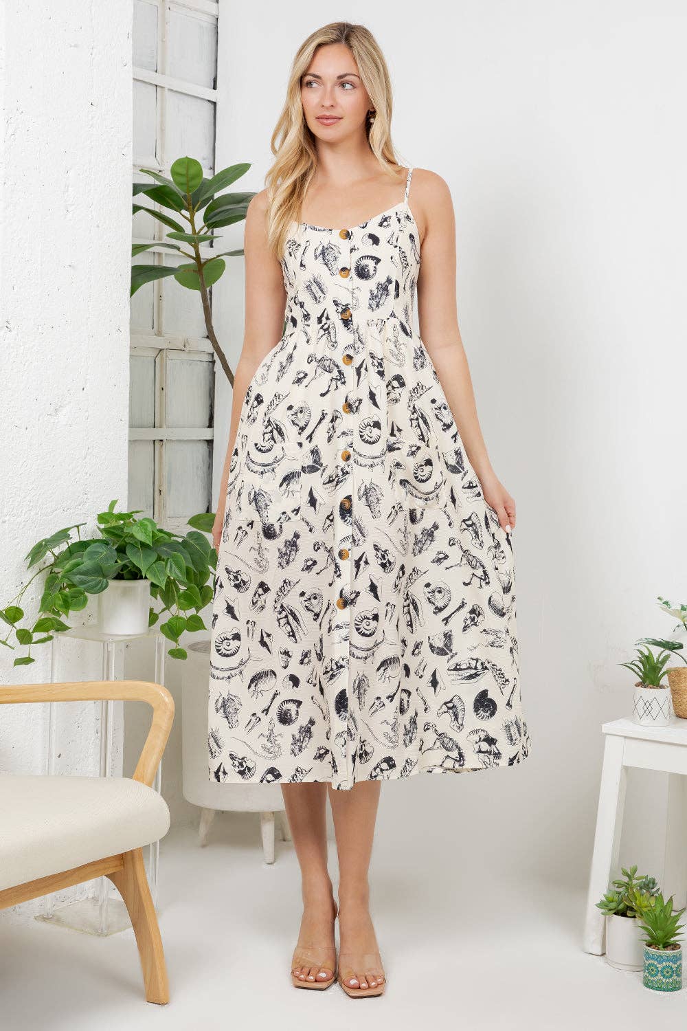 Fossil Print Cami Dress