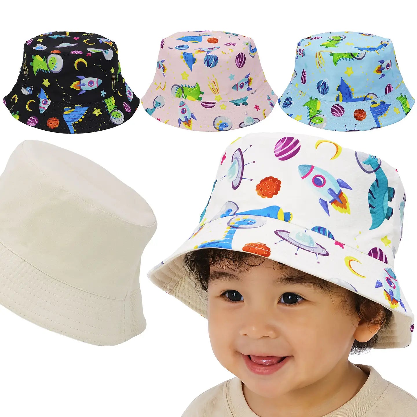 Reversible Dinos in Space Bucket Hat