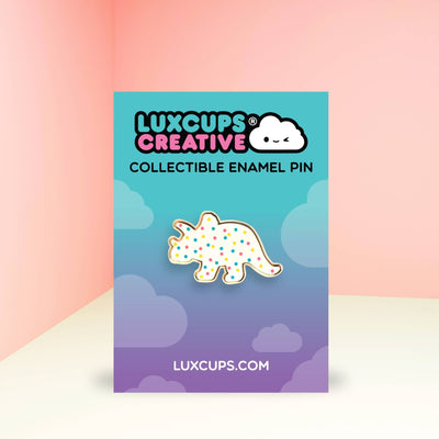 Triceratops Dino Cookie Pin - 2 Posts | Hard Enamel Pin