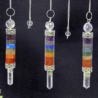 Chakra Bonded Pendulum with Clear Quartz Point