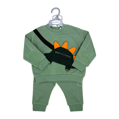2 piece green dinosaur sweater set