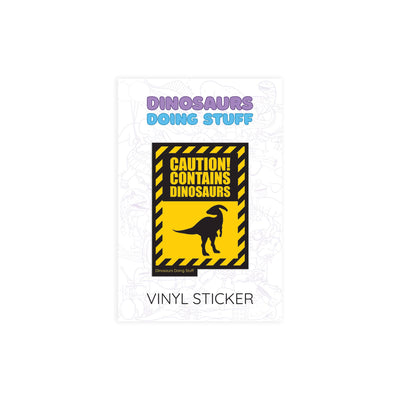 Caution Dinosaur Vinyl Sticker - Parasaurolophus