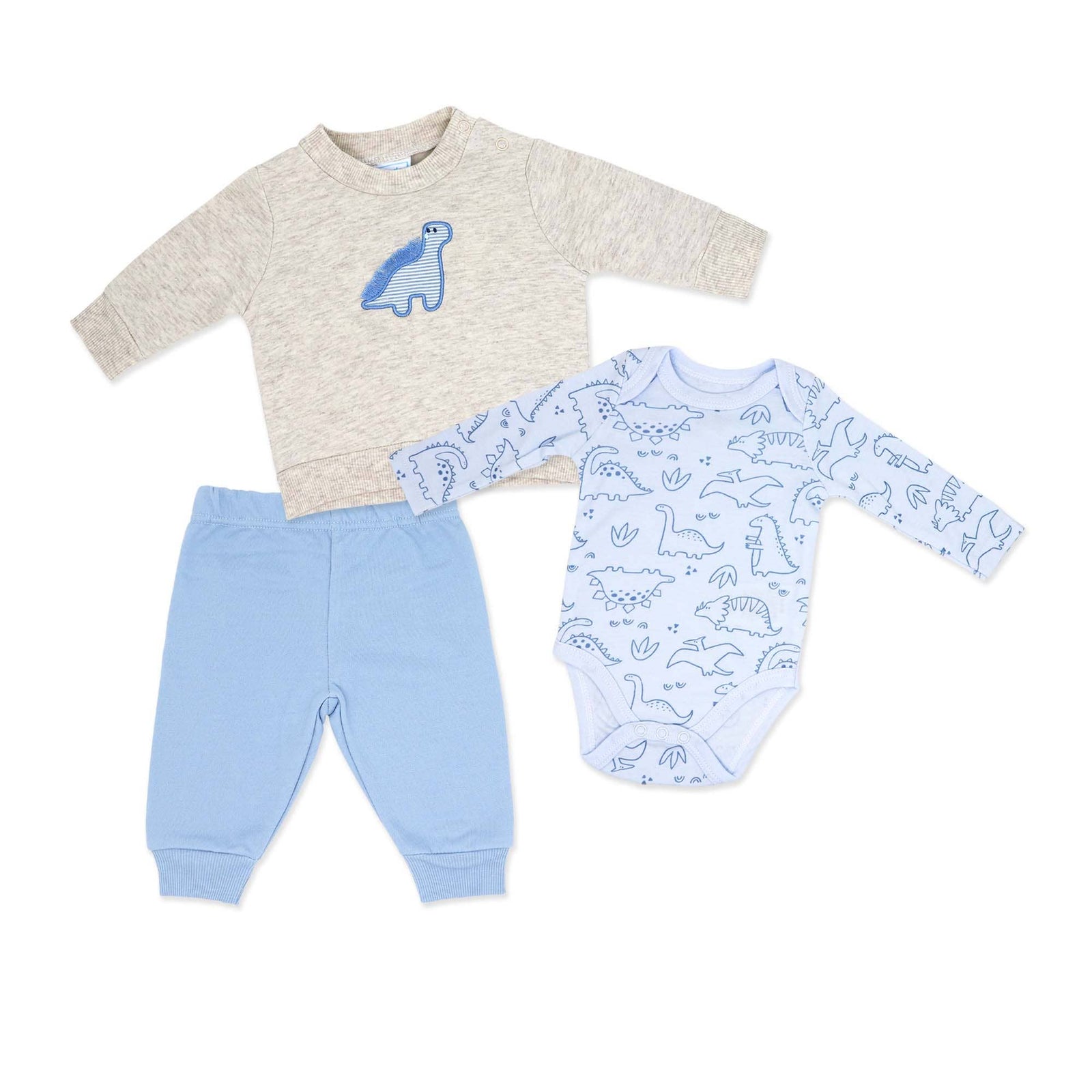 Boys 3 Piece Fleece Jogger Set: Dinosaur