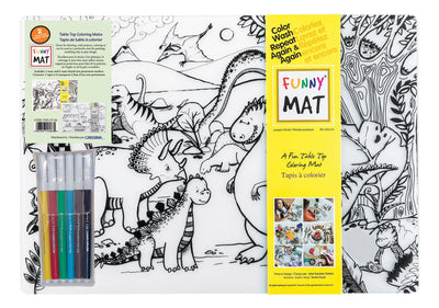 Table Top Colouring Mat, 2 Pk w/ Markers Dinos & Vehicles