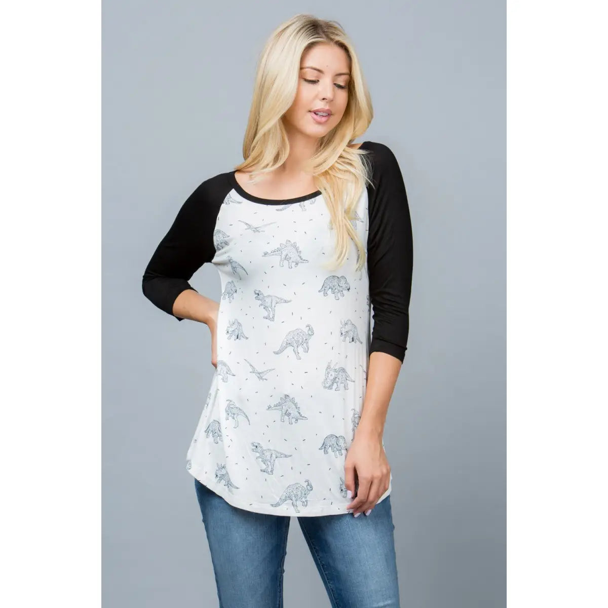 Dino Print Raglan Shirt