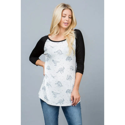 Dino Print Raglan Shirt