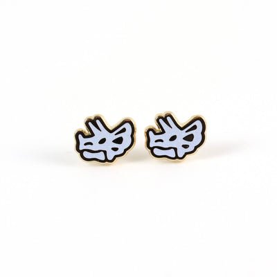 Triceratops Skull Earrings - 22k Gold | Stainless Posts