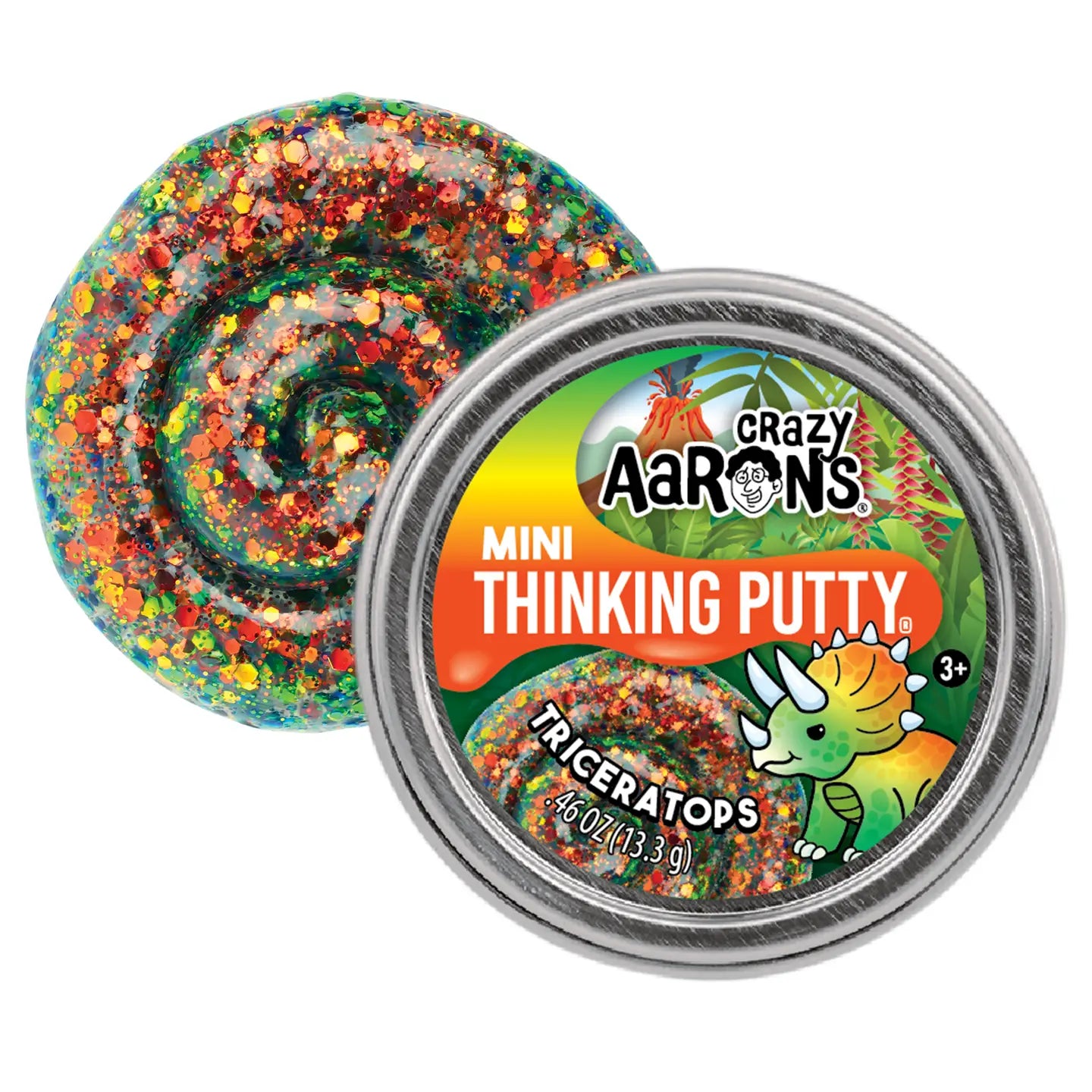 Mini Triceratops - 2" Thinking Putty Tin