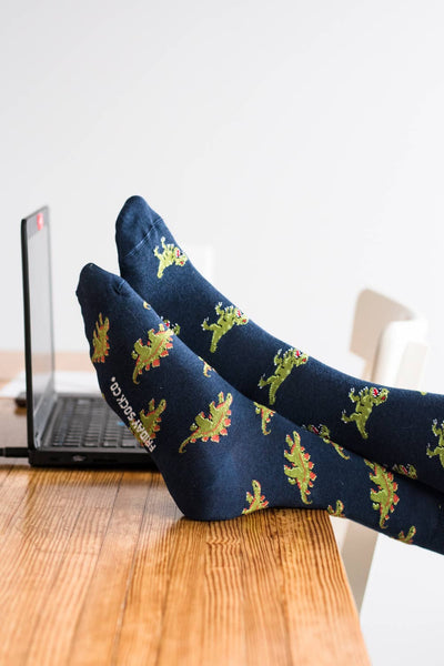 Green Dinosaur Mid-Calf Socks Size 7-12