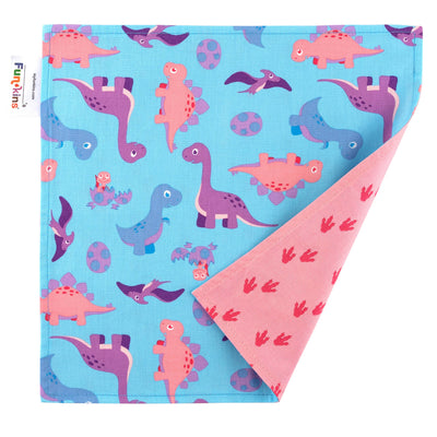 Set of Two Reusable Cloth Napkins - Pink Dinos