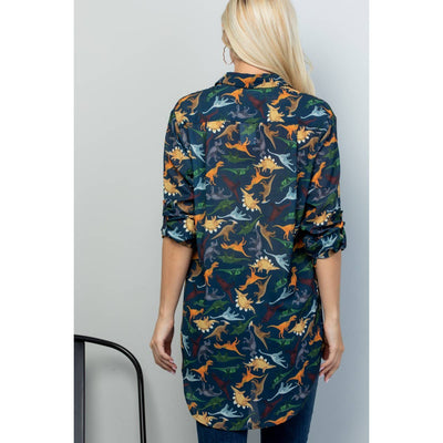 Dino Print High Low Shirt